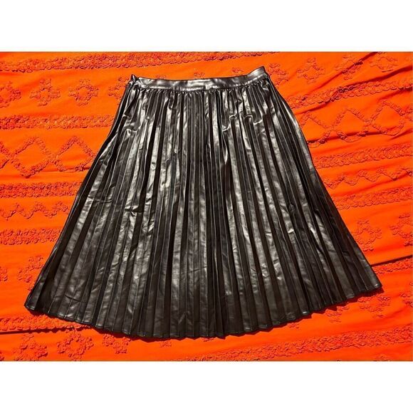 Leather skirt faux Monteau Los Angeles size large black - Picture 2 of 10